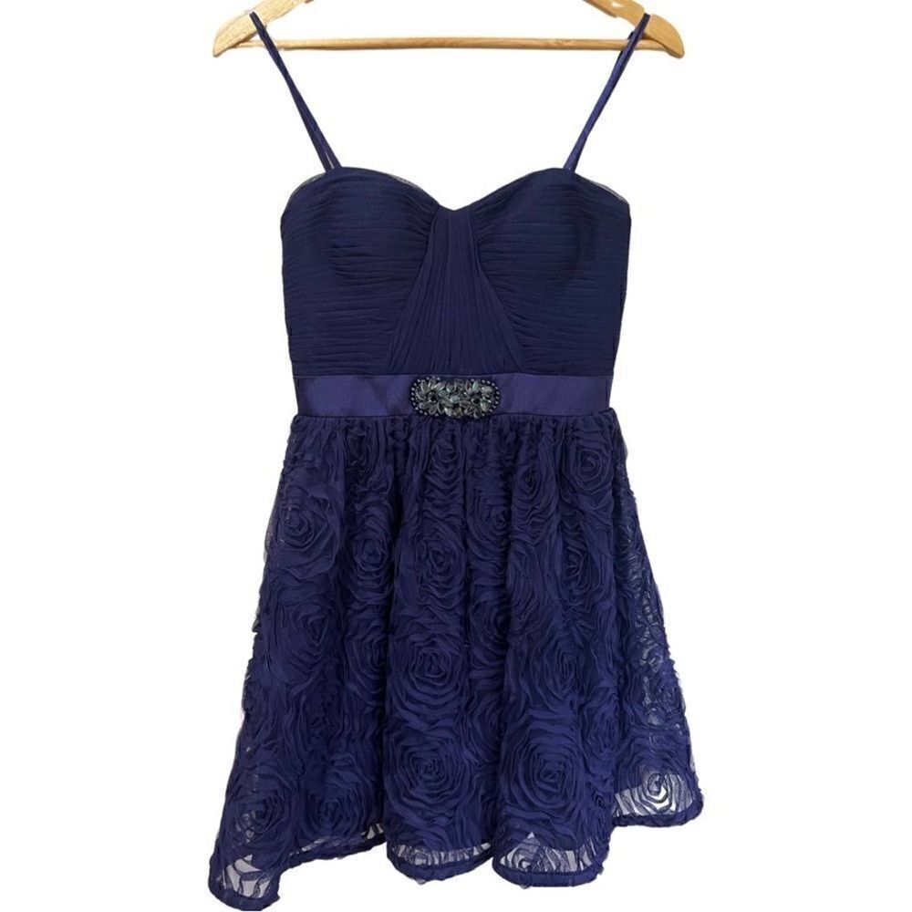 Adrianna Papell Evening cocktail navy strapless dress size 6